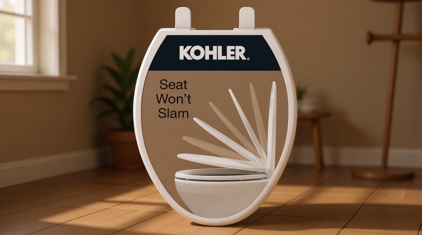 KOHLER 20110-0 Brevia, Slow Close Toilet Seat, Elongated Toilet Seat, Grip-Tight Bumpers Quick-Attach Hardware, White