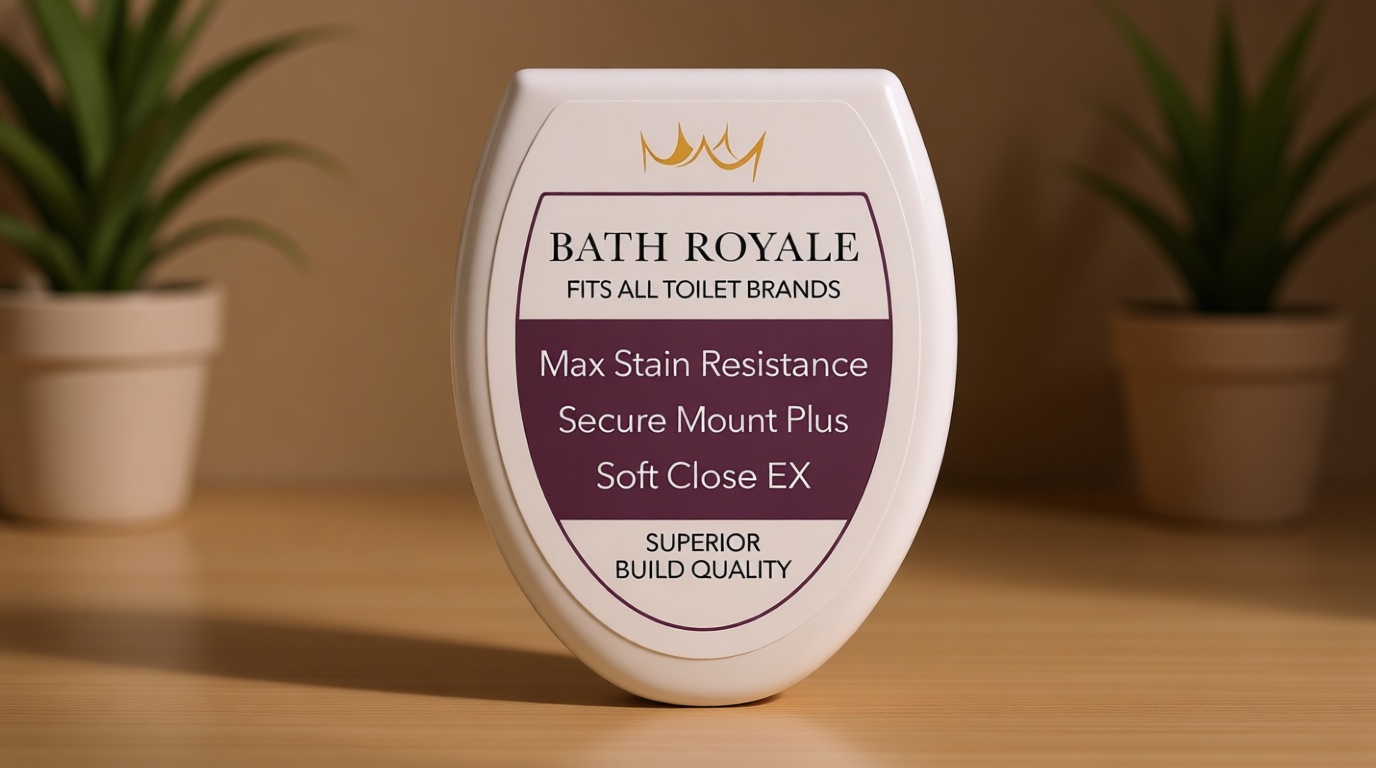 Bath Royale Slow Close Toilet Seat BR501-00 White Elongated, Stain-Resistant and Easy to Keep Clean, Heavy Duty Fits All Toilet Brands, Executive Series