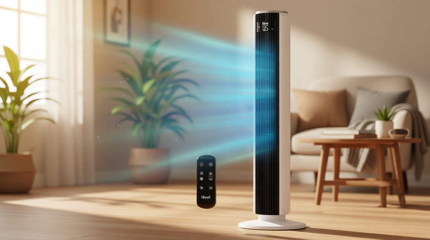 LEVOIT Tower Fan for Bedroom, 90° Oscillating Standing Fan with 28dB Quiet for Sleep, 25ft/s Velocity, 12H Timer, 5 Speeds 4 Modes, Remoter, Bladeless Room Fan for Home, Office, Indoor, 36 inch, White