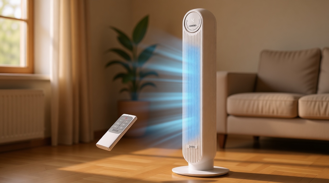 DREO Tower Fan for Bedroom, 25ft/s Velocity Quiet Floor Fan, 90° Oscillating Fans for Indoors with 4 Speeds, 4 Modes, 8H Timer, Standing Fans, Bladeless Fan, White (DR-HTF007)