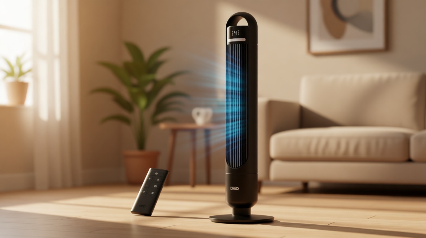 DREO Tower Fan for Bedroom, 90° Oscillating Standing Fans for Room with 4 Speeds, 3 Modes, 28dB Quiet for Sleep, 26ft/s Velocity, 8H Timer, Remote, Living Room, Office, Home, Black