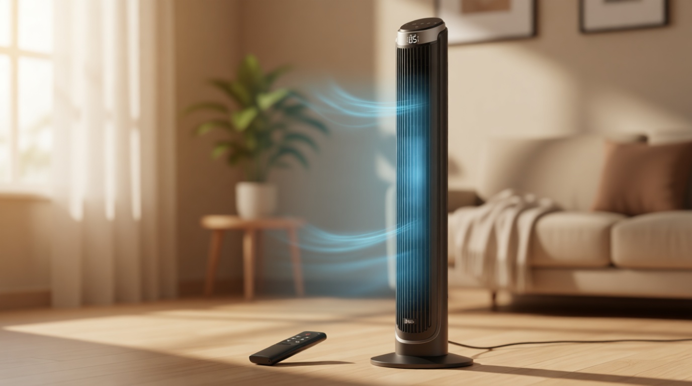 DREO Tower Fan for Bedroom, 90° Oscillating Fans that Blow Cold Air, 5 Speeds, 4 Modes with 26ft/s Velocity, 12H & 28dB Quiet Timer, Remote, Touch, 40" Standing Floor Fan for Home Office, Black