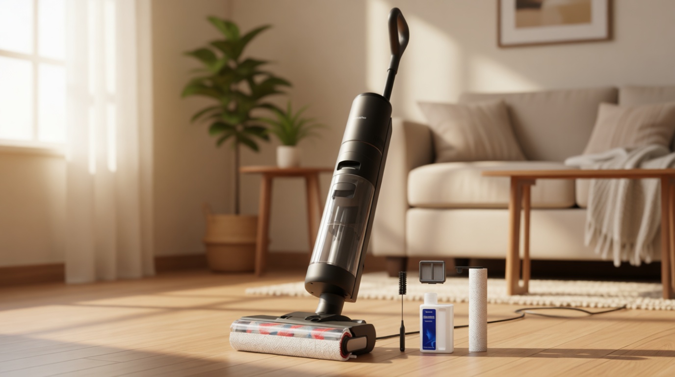 DREAME H12 PRO Vacuum Mop, Wet Dry Vacuum Cleaner for Hard Floor, Vacuum and Mop at The Same Time for Wet & Dry Messes, Auto Self-Cleaning, Edge to Edge Cleaning with Hot Air Drying