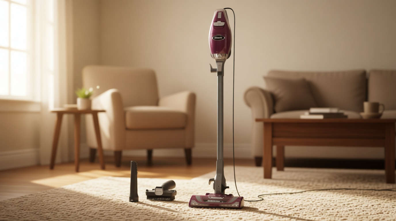 Shark HV322 Rocket Pet Plus Corded Stick Vacuum with LED Headlights, XL Dust Cup, Lightweight, Perfect for Pet Hair Pickup, Converts to a Hand Vacuum, with (2) Pet Attachments, Bordeaux/Silver