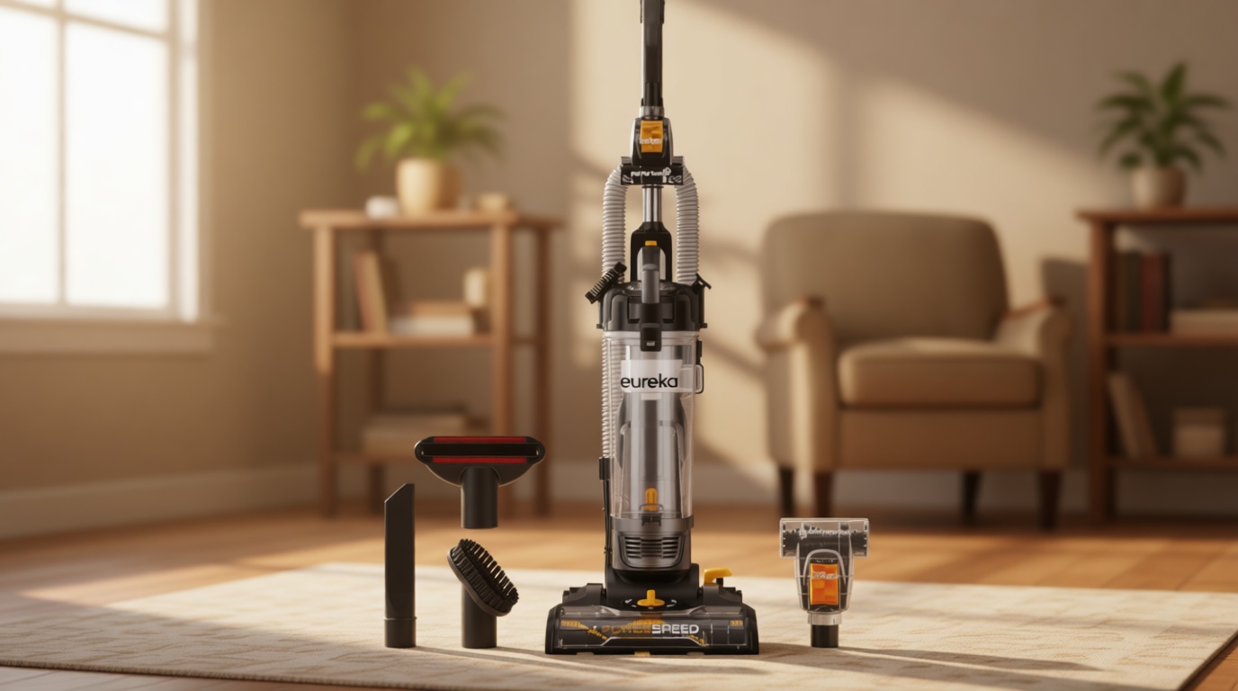 EUREKA PowerSpeed Lightweight Powerful Upright Vacuum Cleaner for Carpet and Hard Floor, Pet Turbo, Black,Yellow