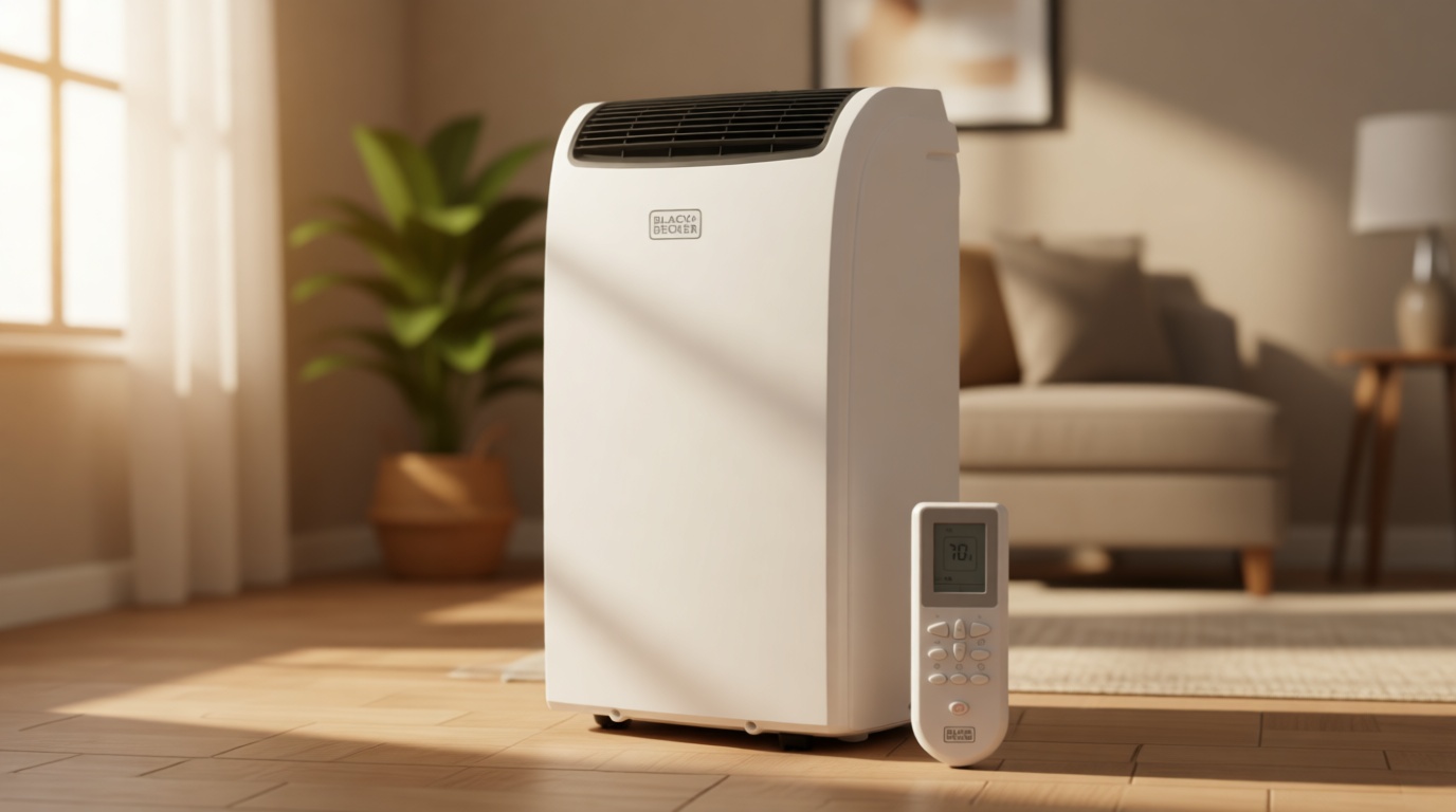 BLACK+DECKER Portable Air Conditioner, 12,000 BTU Cooling, 9,000 BTU Heating for Rooms up to 550 Sq. Ft., Follow Me Remote, Smart AC Unit, BPACT12HWT, White