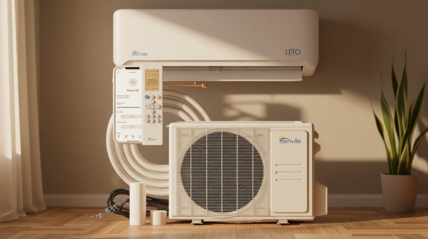 Senville LETO Series Mini Split Air Conditioner Heat Pump, 12000 BTU 110/120V, Inverter, Works with Alexa, SEER2 20.8, 1 Ton, White