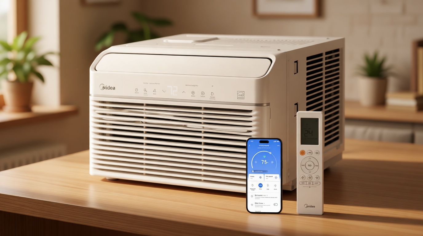 Midea Inverter Window Air Conditioner with Heat – Quiet Window AC Unit and Heat Combo with Dehumidifier – Cools up to 550 Sq. Ft. – Energy Star Rated, Smart Control, Remote, 12,000 BTU ENERGY STAR