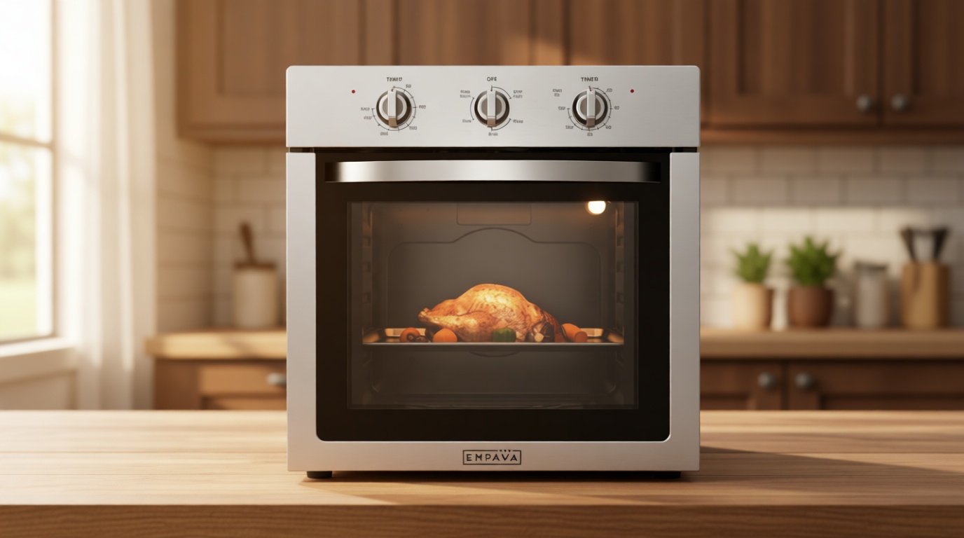 Empava Built-In Electric Single Wall Oven 24 inch, 2.5 Cu. ft. Capacity 4 Cooking Modes, Knob Control, 2950 Watts, Stainless Steel