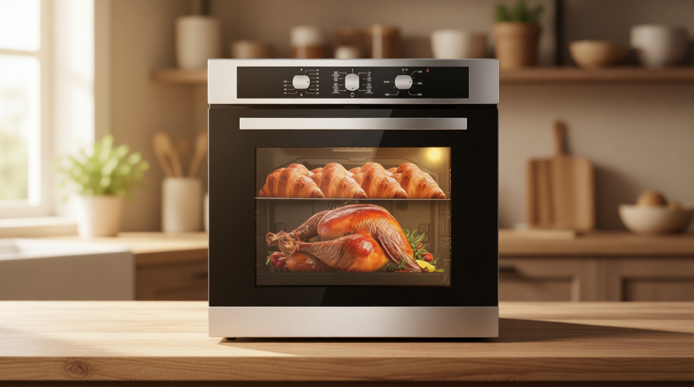 24 Inch Single Wall Oven 2.8 Cu.Ft 3220W, Electric Oven with Mechanical Knob Control, 9 Functions, 360° Rotisserie,Triple Glass Door & Enamel Cavity for restaurant, hotel, and home