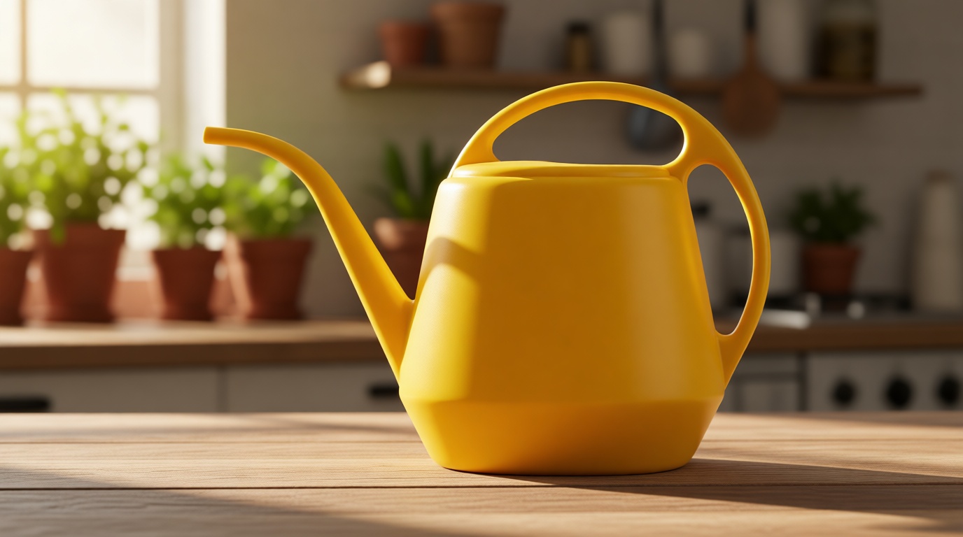 Fasmov Plastic Watering Can, Yellow, 1-Gallon