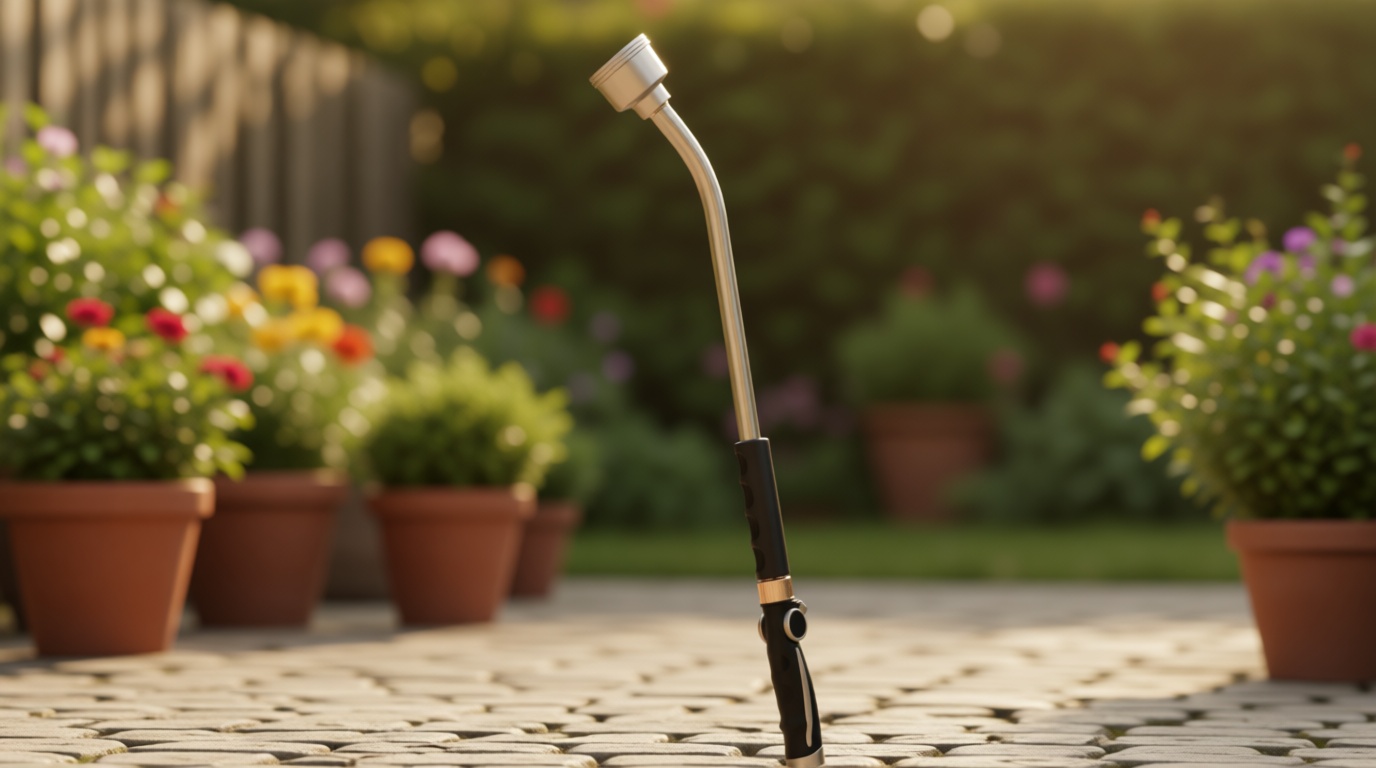 RESTMO Long Watering Wand, 24 Inches Gentle Soft Full Shower Sprayer Wand with Thumb Flow Control, Heavy Duty Metal Hose Wand for Hanging Baskets, Shrubs, Plants, Flowers, Garden and Lawn