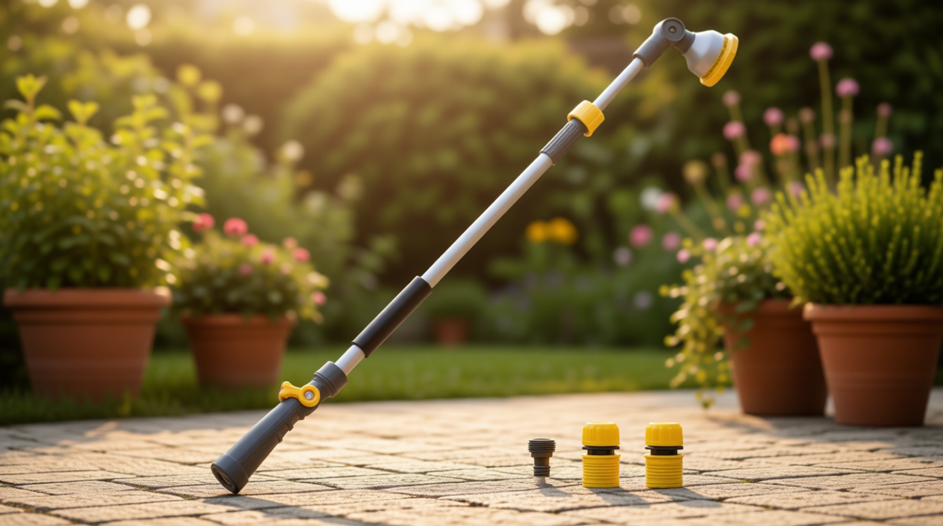 VOXON Watering Wand for Garden Hose, Adjustable 29–43 Inch Watering Wand with 10 Spray Patterns & 180° Swivel Head, Thumb Flow Control, for Hanging Baskets, High Shrubs & Patio Plants