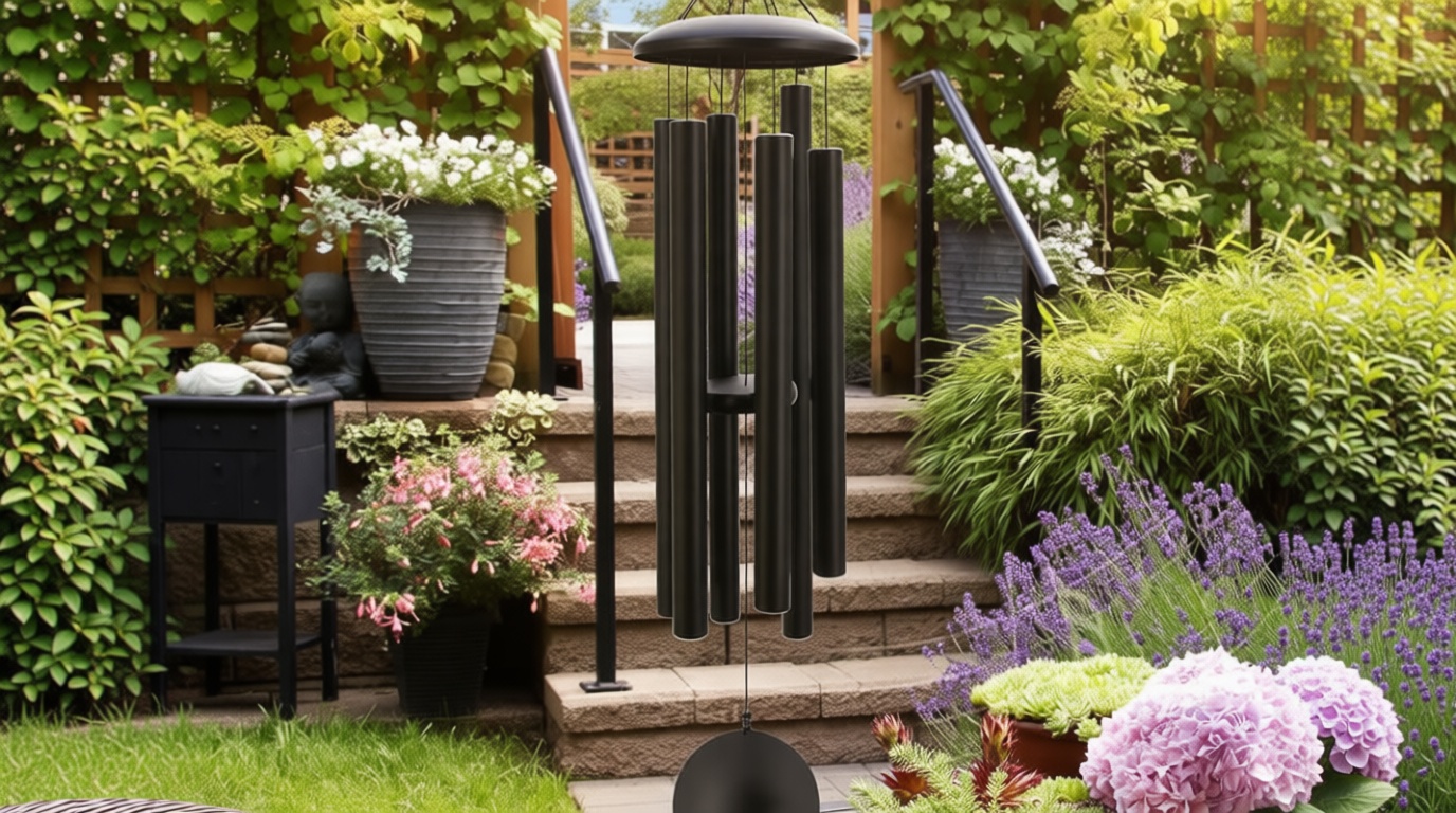 ASTARIN 45 in Memorial Wind Chimes Large with 6 Heavy Tubes, Large Deep Tone Wind Chimes Outdoor for Garden Hanging Décor,Sympathy Gifts. Black