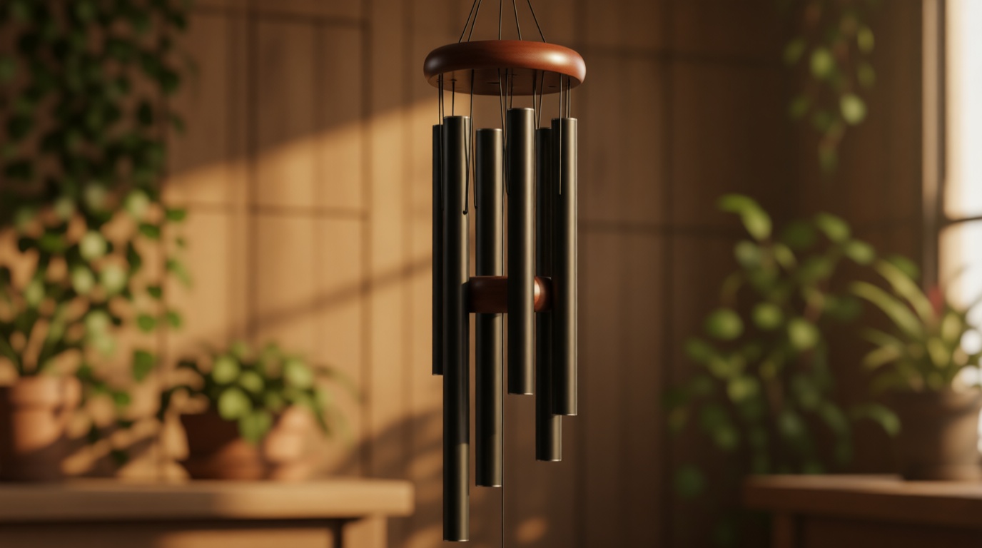 Bursvik Large Aluminium Wind Chimes 37" to Create a Zen Atmosphere Suitable for Outdoor, Garden, Patio Decoration. Classic Black Wind Chime with Wind Catcher Suitable as A Gift for Mom Neighbor Unisex