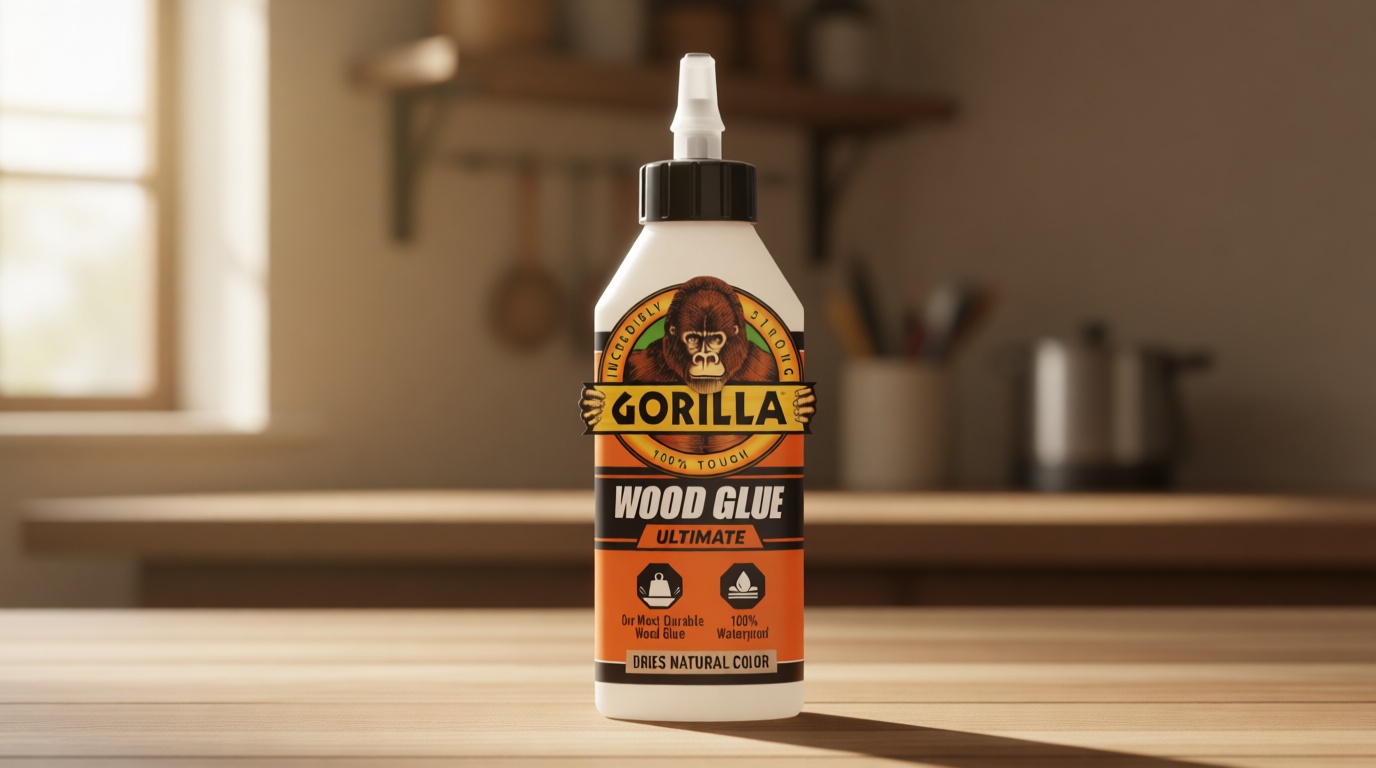 Gorilla Ultimate Waterproof Wood Glue, Natural Wood Color, 8 Ounce (Pack of 1) - Waterproof for Indoor or Outdoor Projects and Repairs