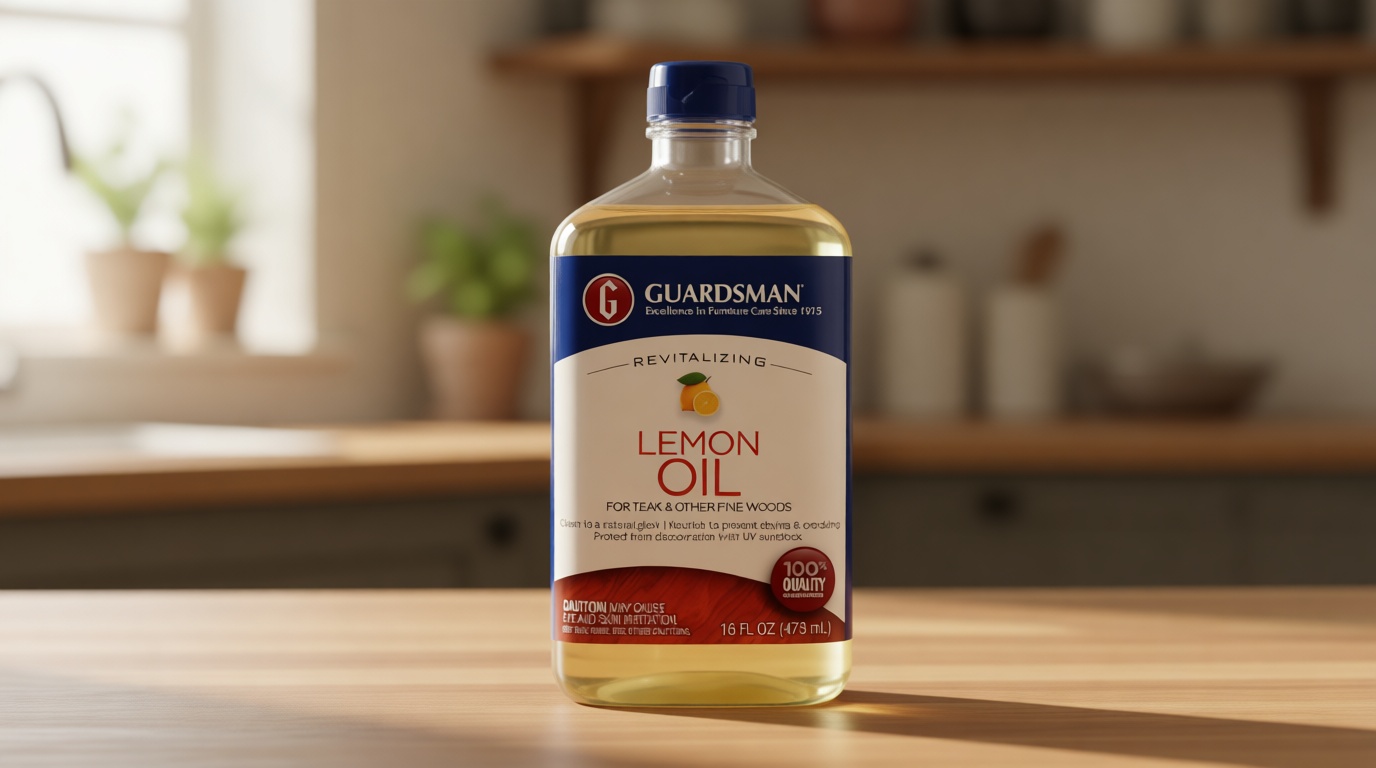 Guardsman Revitalizing Lemon Oil | Teak Oil Protects and Cleans Outdoor and Indoor Wood Furniture, Lemon Scent, 16 Fluid Ounces