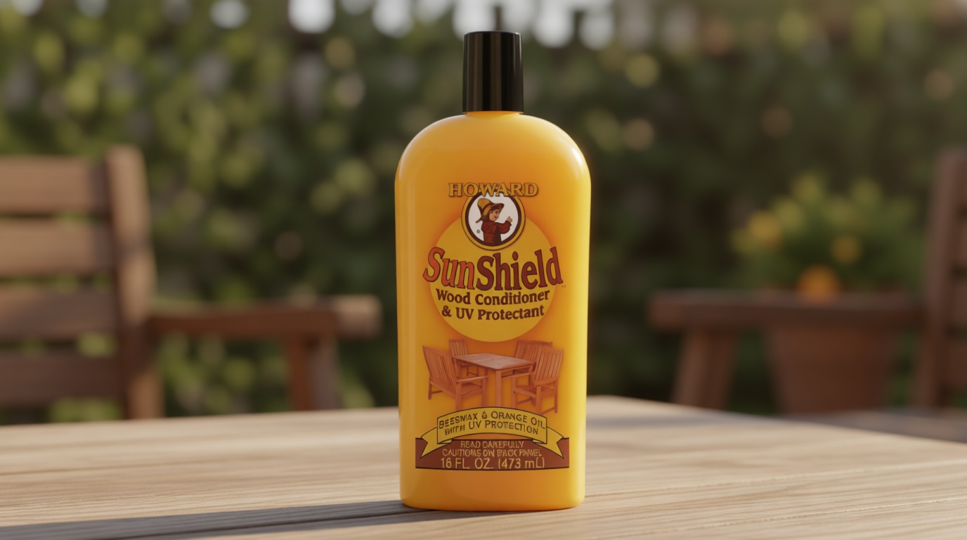 Howard Products SunShield Beeswax Furniture Polish - Outdoor Furniture Wax, Beeswax Wood Polish and Protection for Wood, 16 Fl Oz, Pack of 1, Yellow