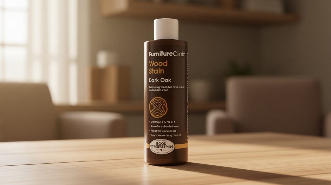 Furniture Clinic Wood Stain | Dark Oak | Water Based | Fast Drying, Low Odor, & Non-Toxic | for Indoor & Outdoor Furniture and More | Multiple Finishes | (8.5oz / 250ml)