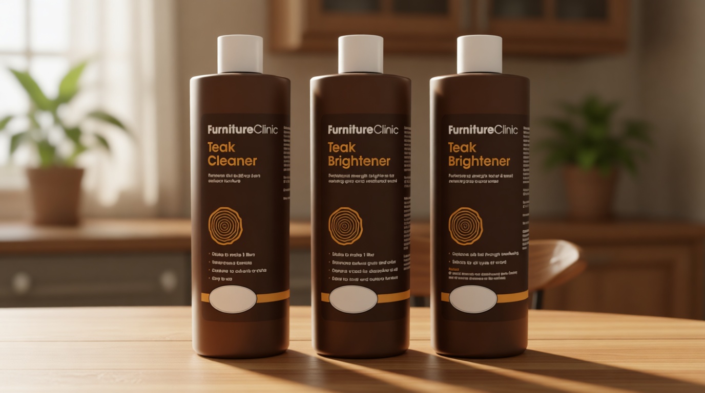 Furniture Clinic Teak Care Kit | For Teak Outdoor Wood Patio Furniture | Clean, Brighten, Nourish, and Protect Treated and Untreated Wood | Contains Cleaner, Brightener, & Oil