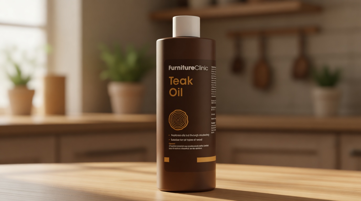 Furniture Clinic Teak Oil | Wood Oil Protects & Cleans Outdoor & Indoor Furniture, Boats, Shower Benches | Restore & Protect Wood, Prevent Drying & Other Damage | Natural Matte Finish | 17oz/500ml